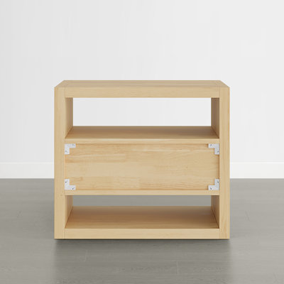 Hanzel Modern Minimalist Nightstand With Textured Finish & Open Storage Shelf