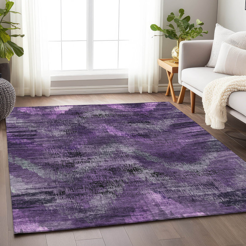 Premium Machine Washable Prisco Purple Rug, Rectangle 10' x 14'