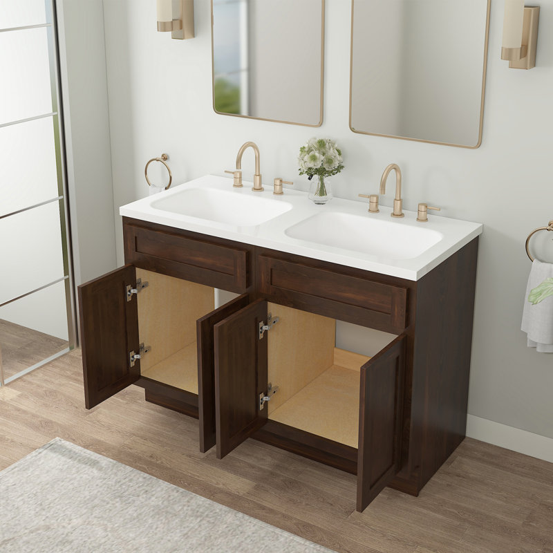 Base de meuble-lavabo double 48 po seulement, Brun