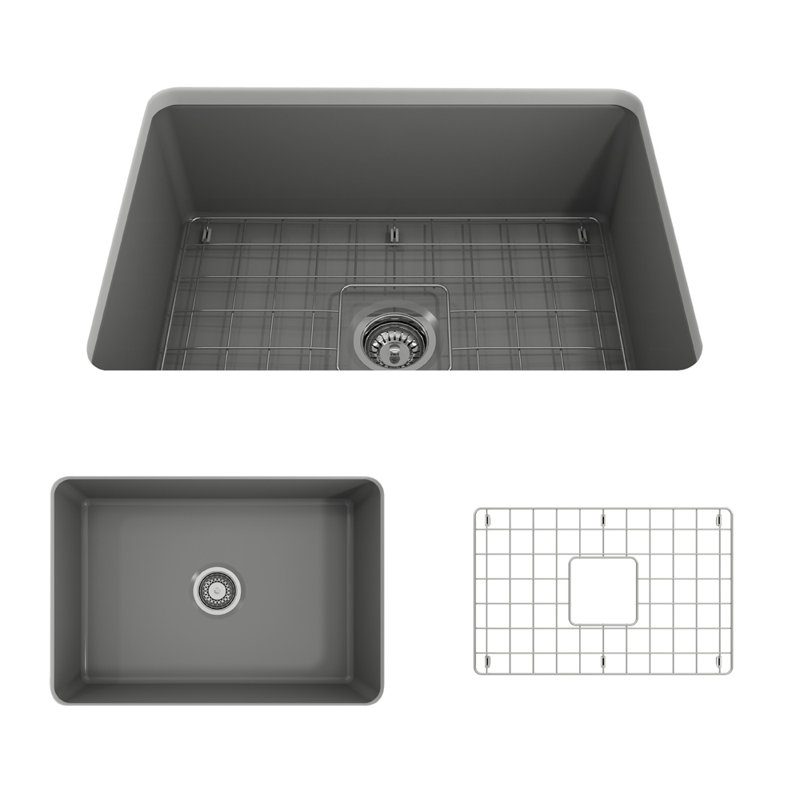 26.75'' L Kitchen Sink, Matte Gray
