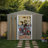 8ft x 6ft Grey Outdoor Metal Storage Shed with Window, Sliding Doors & Accessories – Weatherproof, Includes Padlock & Tools