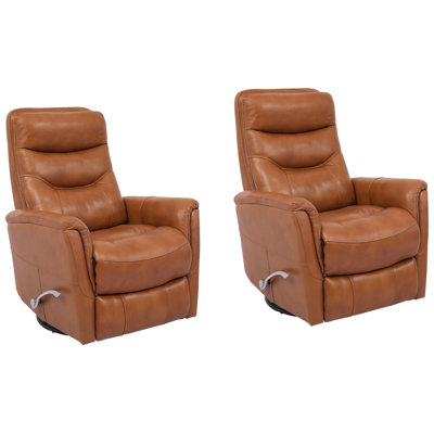 Akeelah 30" Wide Genuine Leather Manual Swivel Glider Recliner Two Pack