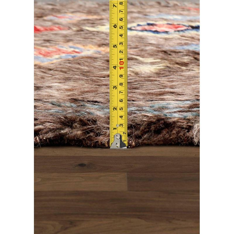 Tapis oriental brun / rouge / bleu en laine / coton 5 pi 10 po x 8 pi 10 po Oriental