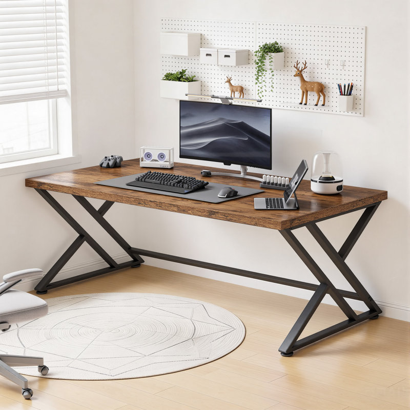 Computer Desk, Large Industrial Study Home Office Desk Modern Wood Gaming Work Writing Desk for Living room,Bedroom, Office