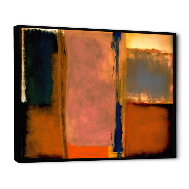 «Blue Sky Above Redend Point IV», art mural abstrait sur toile, L 32 po x H 16 po, Cadre flottant noir