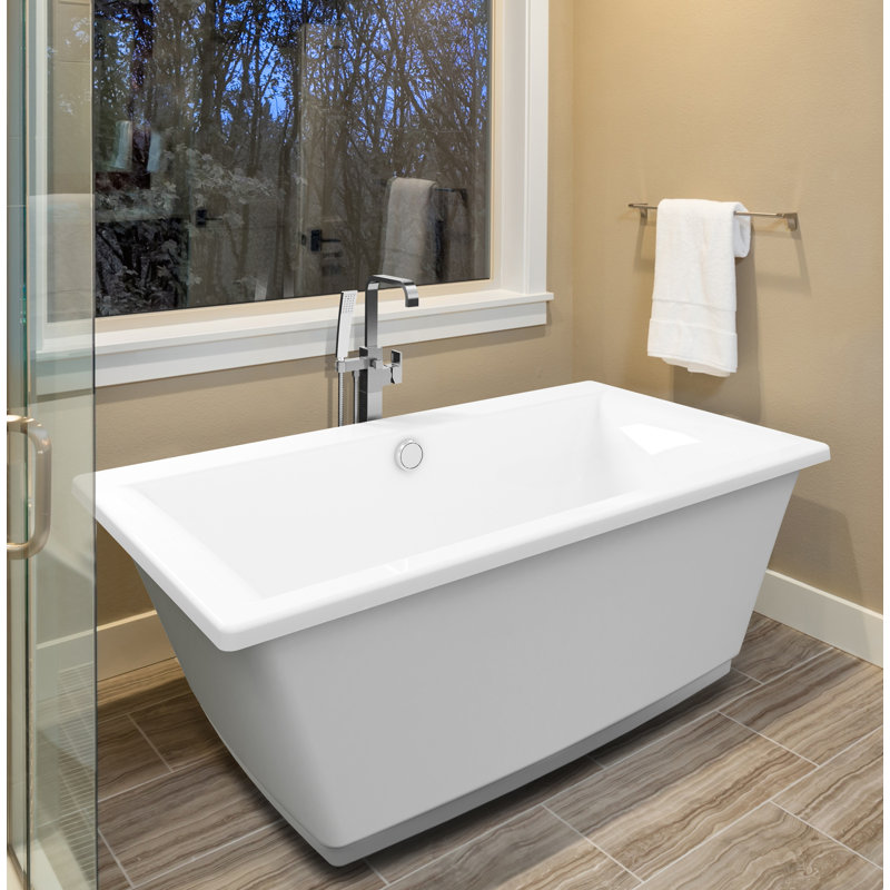 Fia™ 62" x 32" Freestanding Soaking Bathtub, White/Chrome