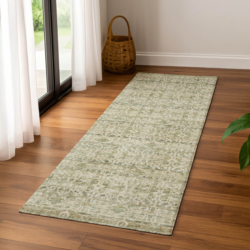 Premium Machine Washable Mayfield AMF2152 Striped Rug, Runner 2'3" x 7'6" , Sage