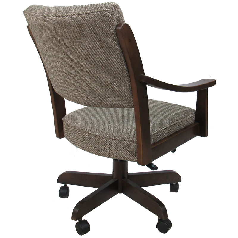 Casa Solid Wood Dining Caster Chair, Plumley Cocoa, Brown Honey