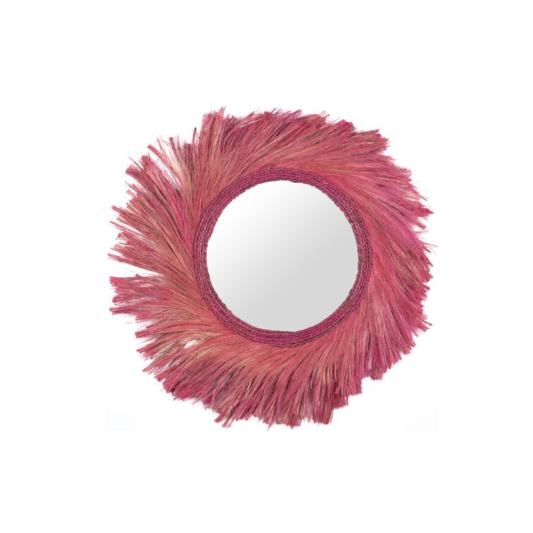 Round Seagrass Framed Wall Mounted Accent Mirror