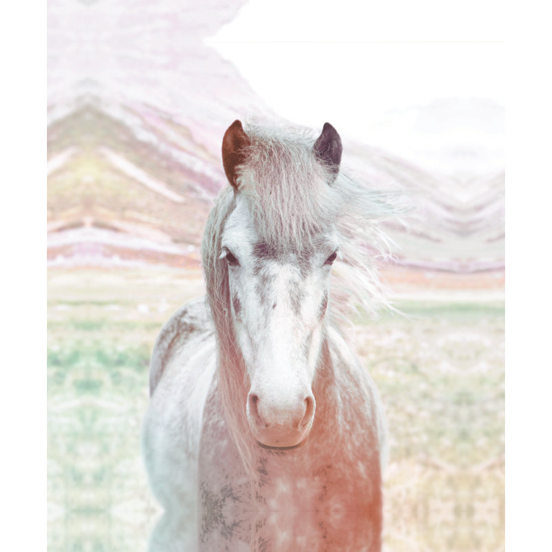Whimsical Horse - Painting Print, 46cm H x 30cm W, Black Floater Framed