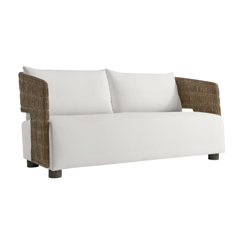 Maldives Outdoor Teak Loveseat, White Linen 6016-000