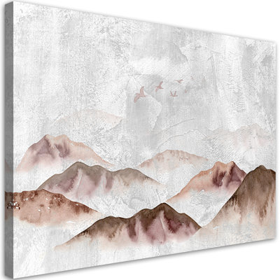 Boho Birds Over The Mountains - No Frame Print on Canvas