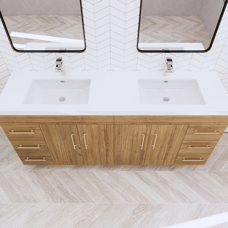 Verda Freestanding Vanity With Reinforced Acrylic Sink, Natural Oak
