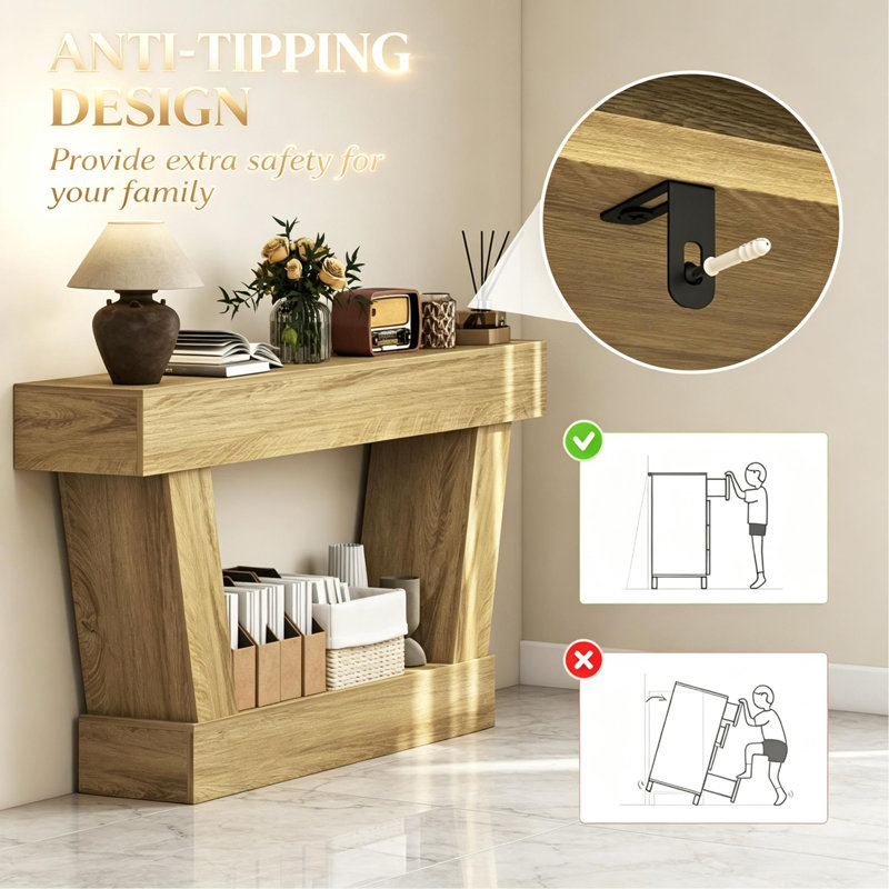 Console étroite vintage de 160 cm, longue table d'entrée avec tablette de rangement pour couloir et salon