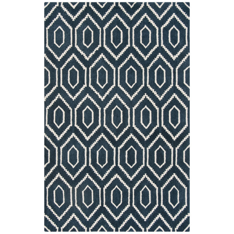 Forsberg Hand Tufted Wool Geometric Rug, Rectangle 5' x 8'