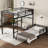 Full over Full Metal Bunk Bed with Safety Guardrails, Loft Bed & Platform Beds, Vintage Wood Finish, Durable Teen & Adult-191322196-191322197