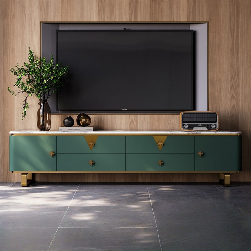 Meuble télé moderne et créatif, H 20,47 po x l 78,74 po x P 17,72 po, Vert