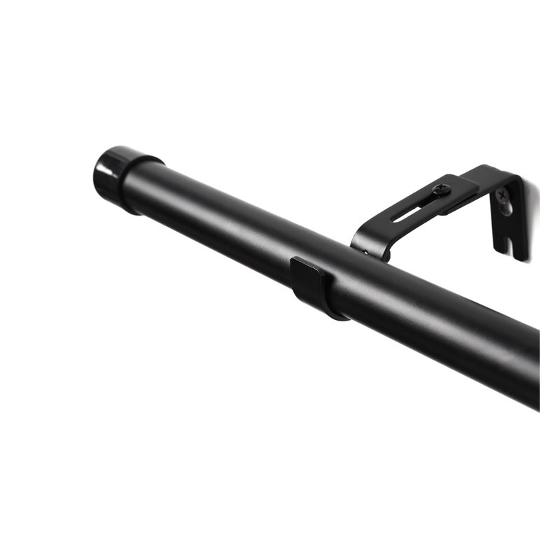 76cm Straight Tension Shower Curtain Rod & Hook Set, Black