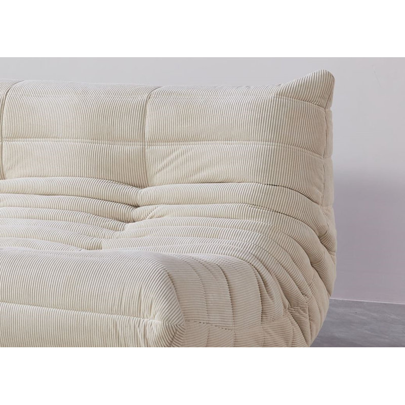 Canapé sans accoudoirs Humira, Velours côtelé beige