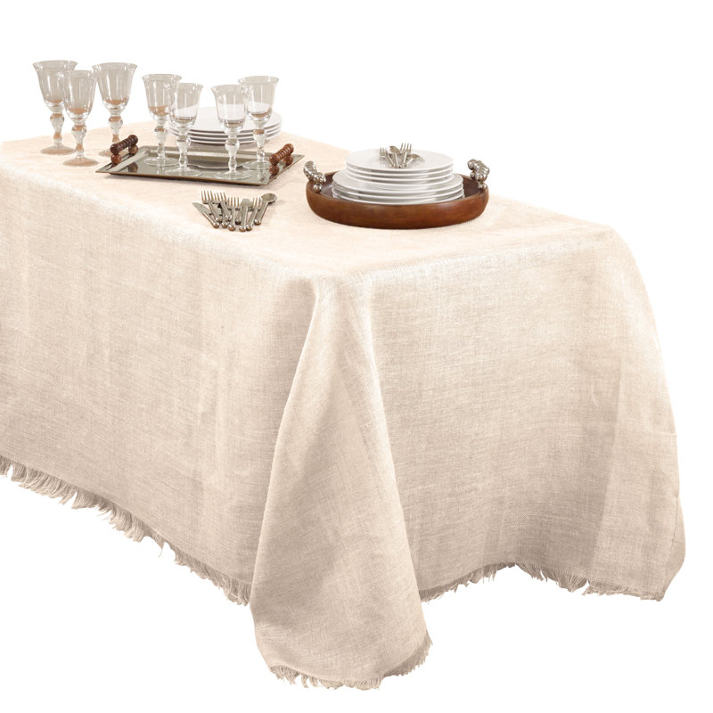 Ayalur Burlap Tablecloth, 156" L x 90" W, Ivory