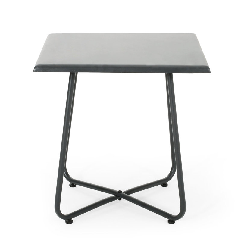 Table de bout grise de 18,39 po avec une base en acier et une conception en fer de style moderne, Gris