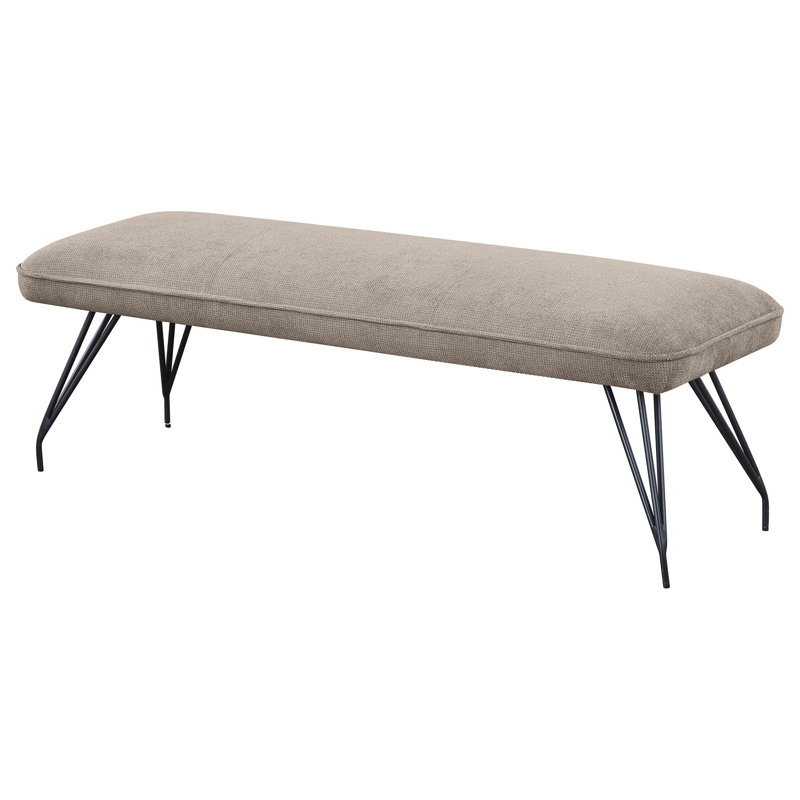 Banc de salle à manger Donne, coussin en mousse, pieds en métal, 58 po, Brun taupe