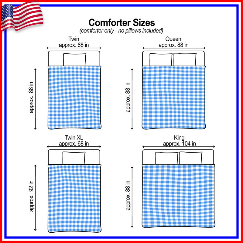 Blue White Gingham Comforter, King