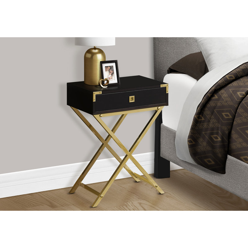 Table d'appoint polyvalente avec tiroir - Finition et détails en métal pour chambre à coucher contemporaine