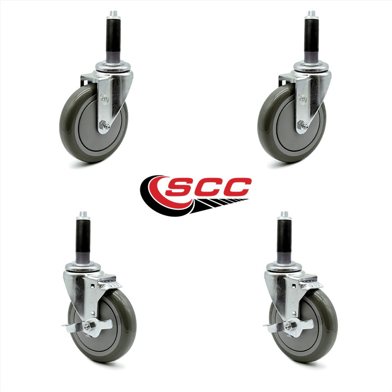 4-Piece Polyurethane Caster Set, Gray