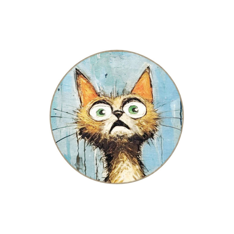 Multicolored Surrealist Design Cartoonist Cat Patterned Modern Decorative Carpet, Rectangle 3'4" x 6'7"