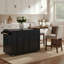Îlot de cuisine 102,3 po avec table de salle à manger extensible, chariot d'îlot roulant avec armoire de rangement pour poubelles, support à épices coulissant à 3 niveaux, table d'îlot mobile sur roulettes pour la cuisine, la salle à manger, noir-730211561