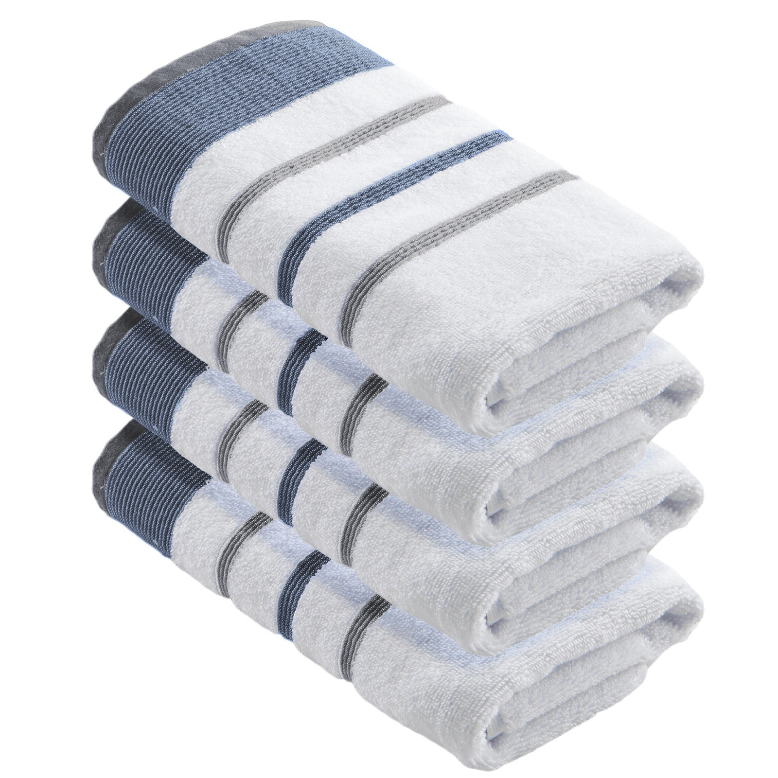 Deanthony Luxury Cotton Decorative, Moroccan Blue/December Sky, Hand Towels - 4 Pack