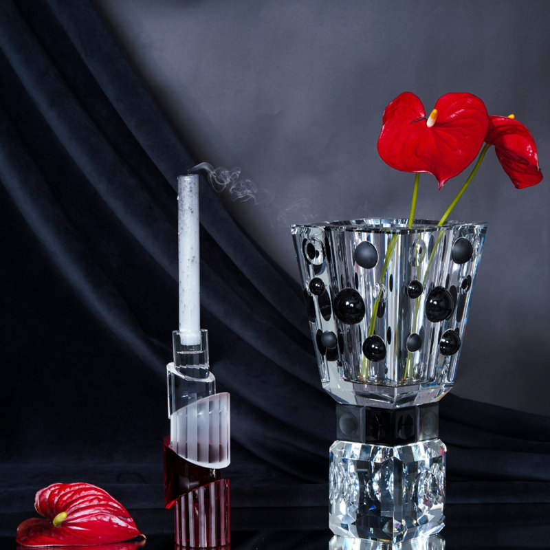 All' Eden Candlestick, Clear/Red