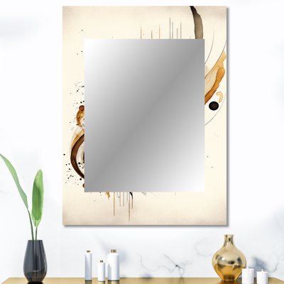 Mouvement brun et noir I - miroir minimaliste, miroir mural moderne unique, impression d'art en métal