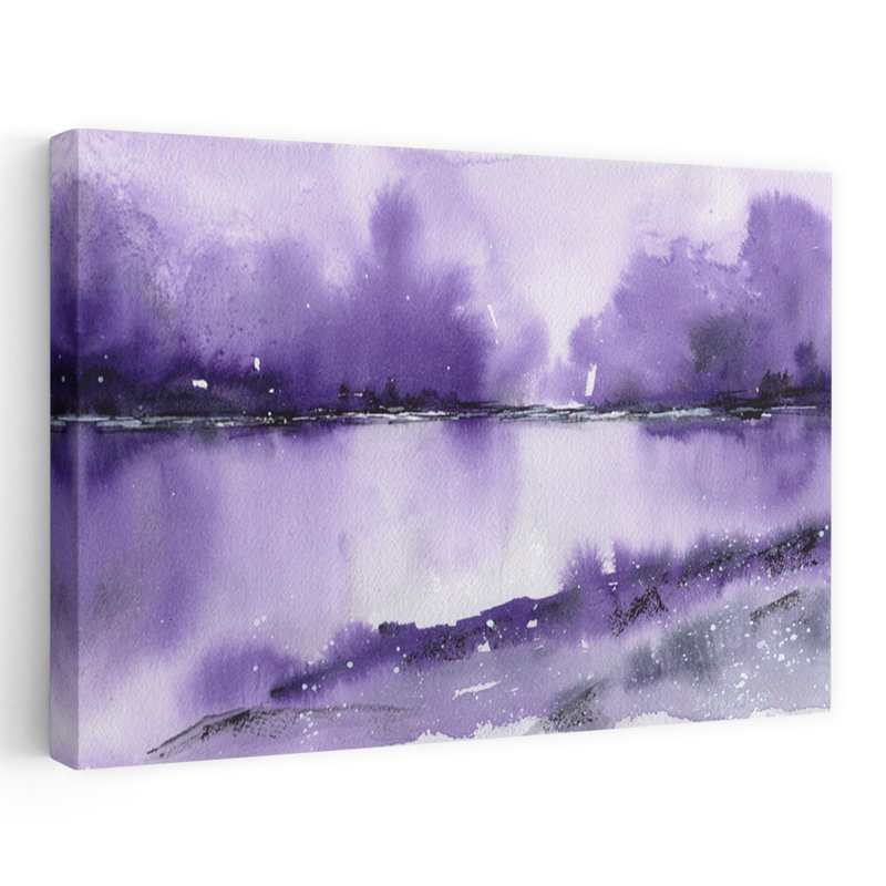Contemporary Art Abstract Ethereal Peaceful Violet Landscape Nature Wall Art by Isabel Aguilar Alonso - Wrapped Canvas Print