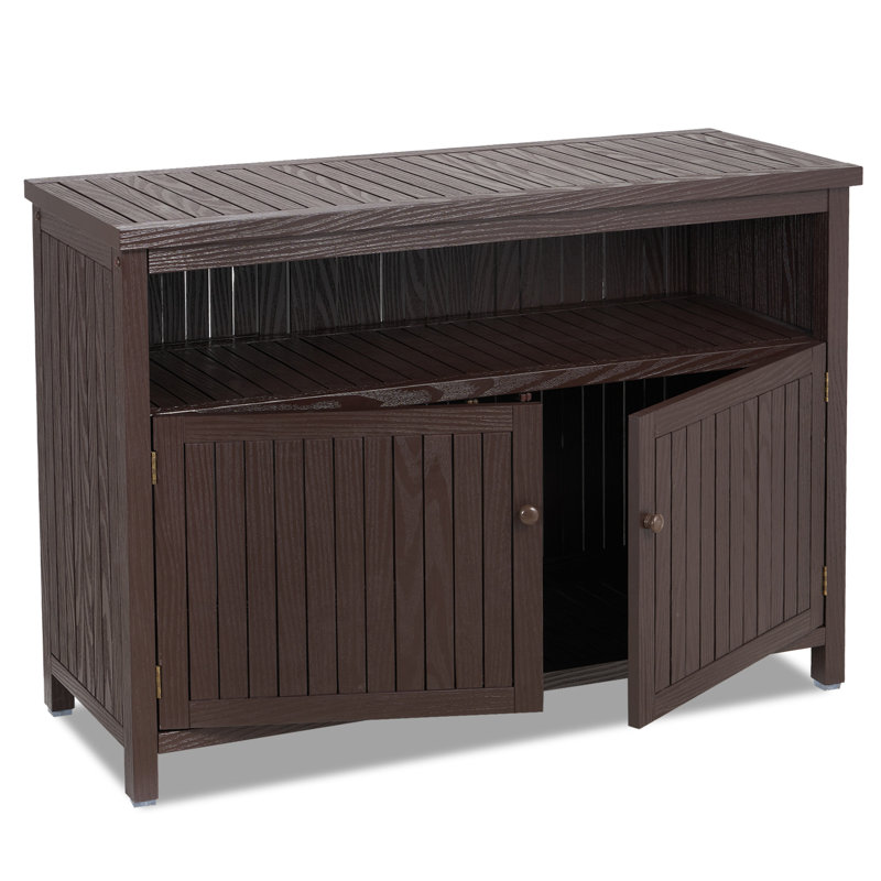 Outdoor Console Sideboards Buffet Cabinet, Solid Wood Storage Cabinet TV Stand,Furniture for Patio Entryway Deck, Brown