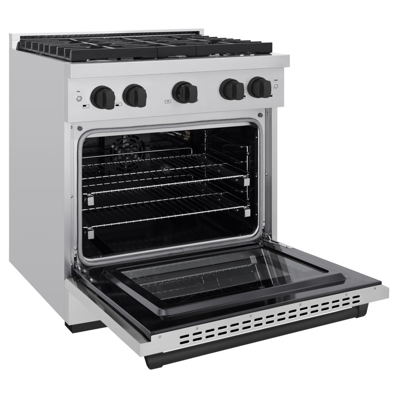 Cuisinière à gaz 30 po ZLINE Autograph Edition avec 4 brûleurs et détails noir mat