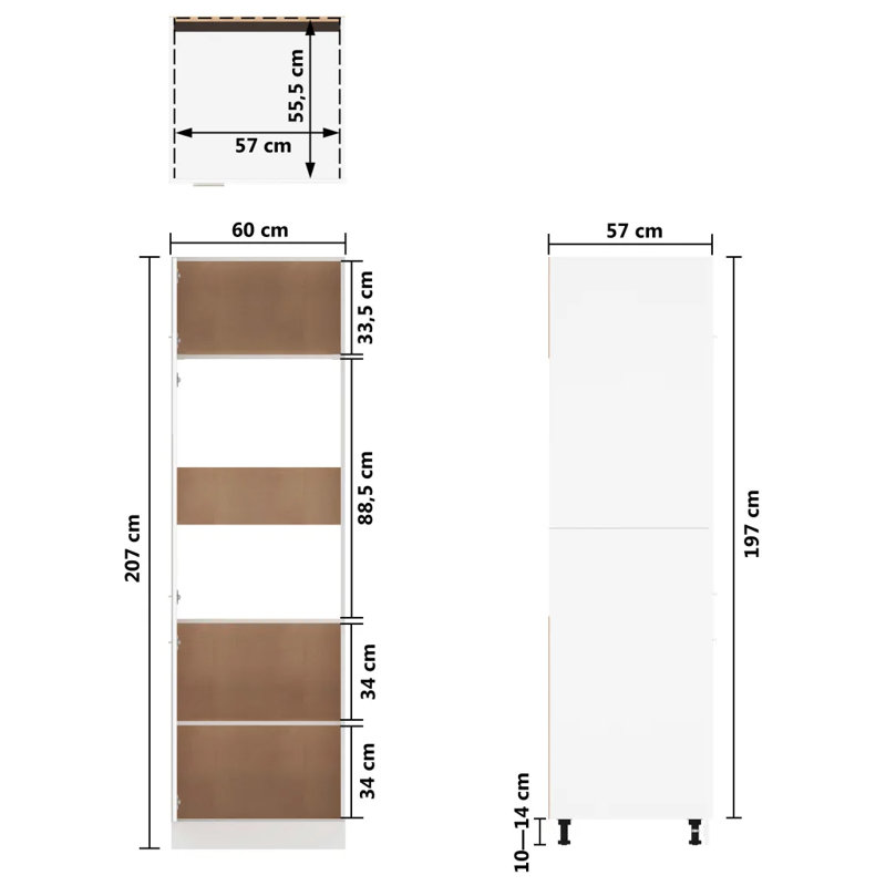 Lyon Refrigerator Cabinet Lyon, Smoked Oak