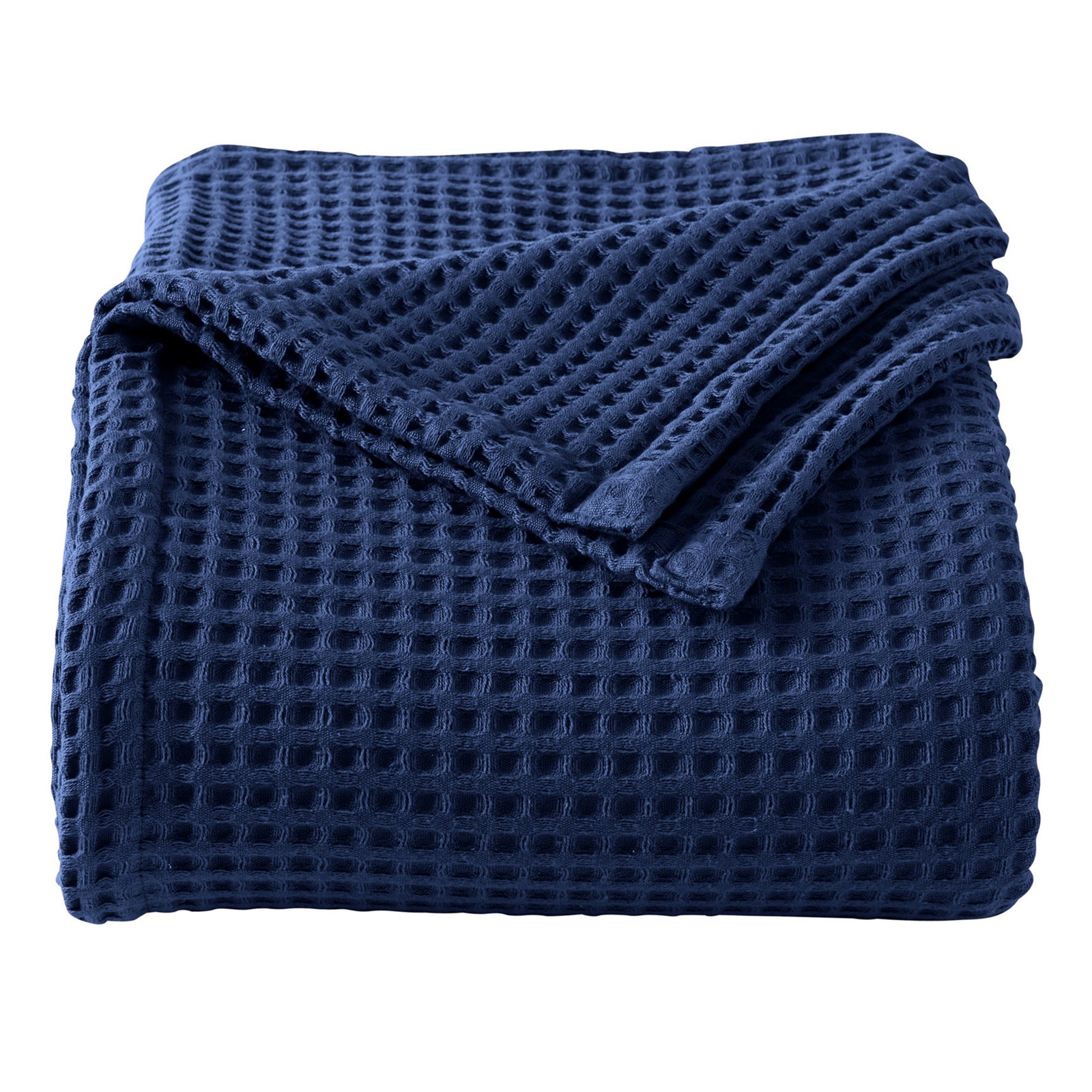 Vila Cotton Waffle Throw Blanket, Queen, Navy