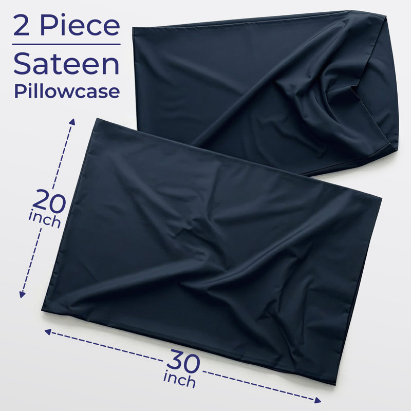 American Soft Linen 100% Cotton Sateen Pillowcase Set (Set of 2) - Soft, Breathable, Hotel Quality Pillow Covers, Navy