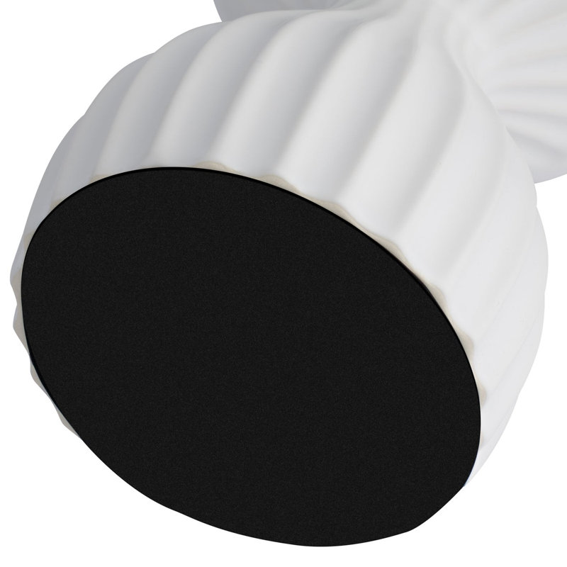 Aurelia Ribbed Contour 5" White Ceramic Candle Holder, White