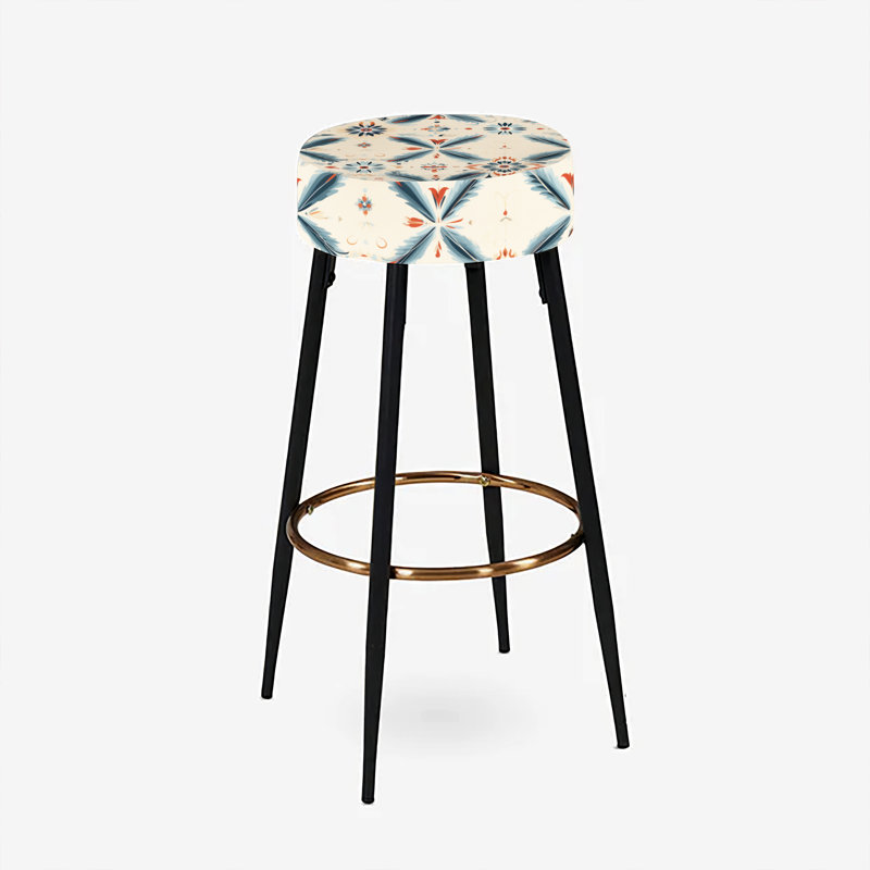 Nomadic Harmony Boho Pattern - Geometric Bar Stools Set Of 2
