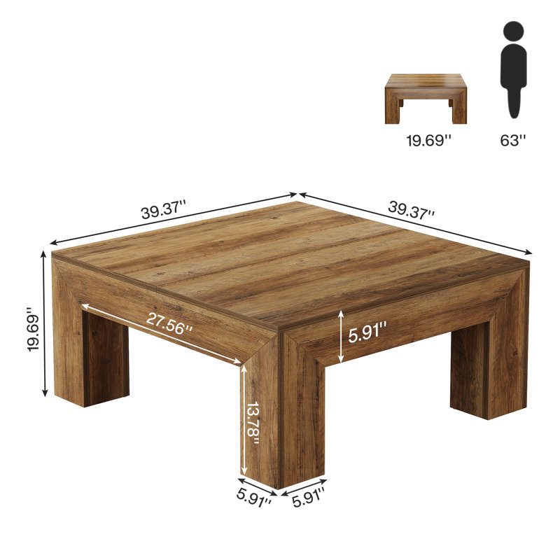 4 Legs Coffee Table, Rustic Brown