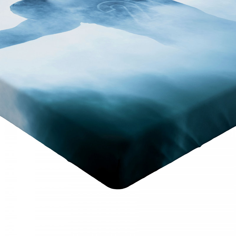 Twin Blue Microfiber Sports Print Fitted Bed Sheet