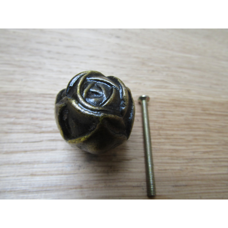 Clem 40mm Rose Novelty Knob, Antique Brass