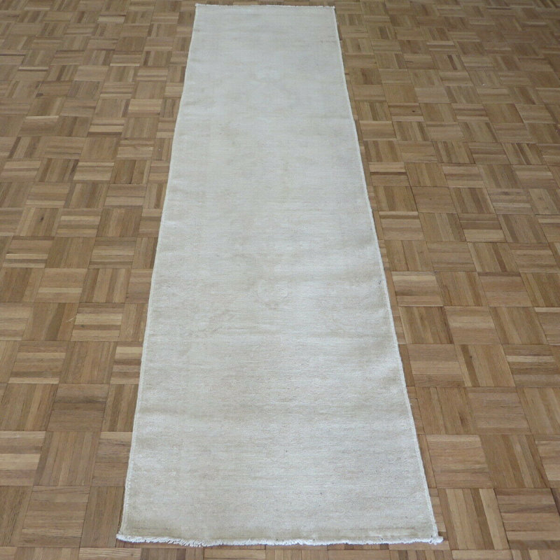 Tapis de couloir en Tapis décoratif laine noué à la main Ivoire 2 pi 8 po x 9 pi 8 po one-of-a-kind Ezrah