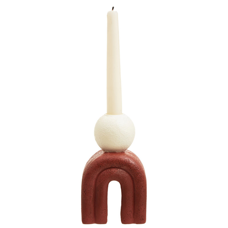 Stone Tabletop Candlestick, Red