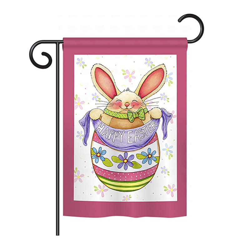 Drapeau de maison en polyester à 2 côtés oeuf lapin, H 18,5 po x l 13 po