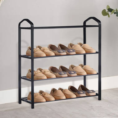 Seville Classics 4-Tier Expandable 30-Pair Non-Slip Shoe Rack Organizer, Black