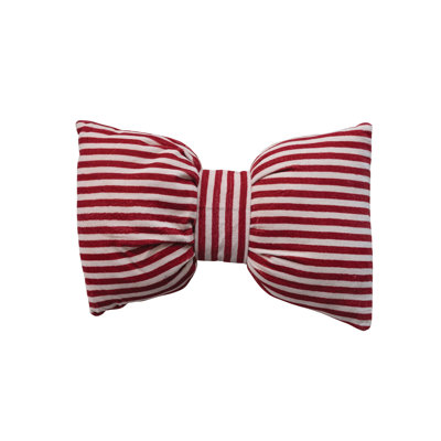 Velvet Bow Striped Lumbar Pillow